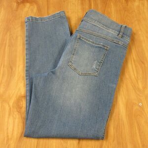 SPANX shape EveryWear Straight Leg Jeans Sz 1X Indigo 20356R Ankle Cropped Denim